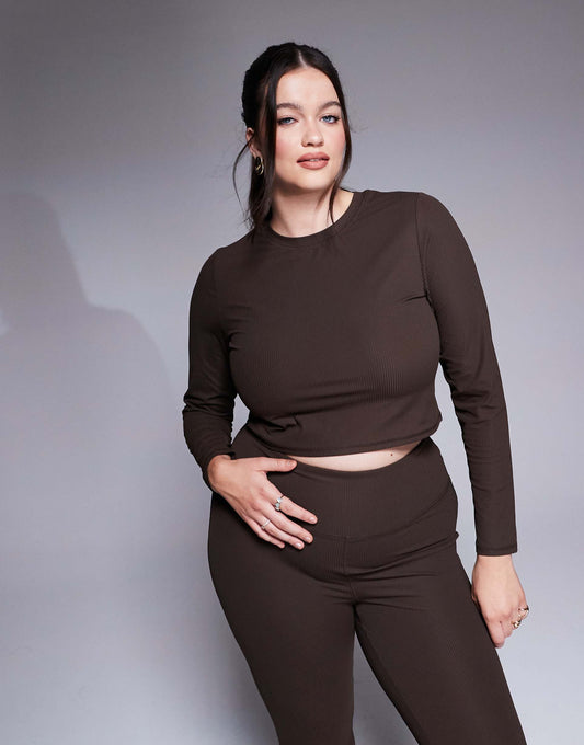 Curve Soft Touch Rib Cropped Long Sleeve