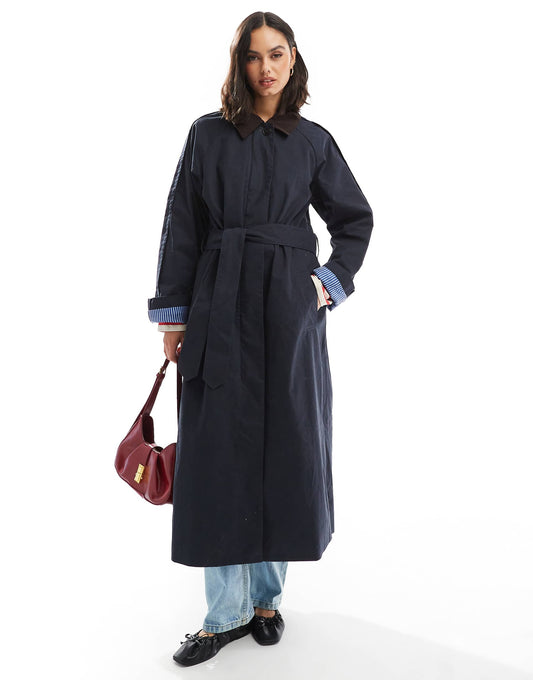 Cord Collar Trench Coat