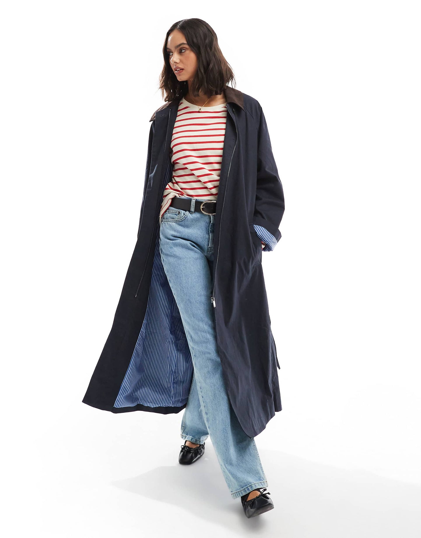 Cord Collar Trench Coat