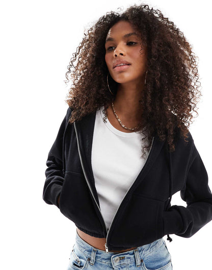 Cropped Drawstring Hoodie