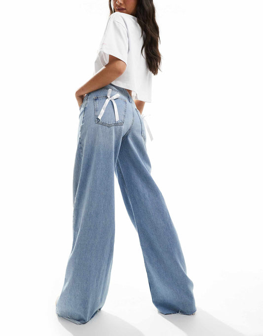 Wide Fit Bow Detail Jeans