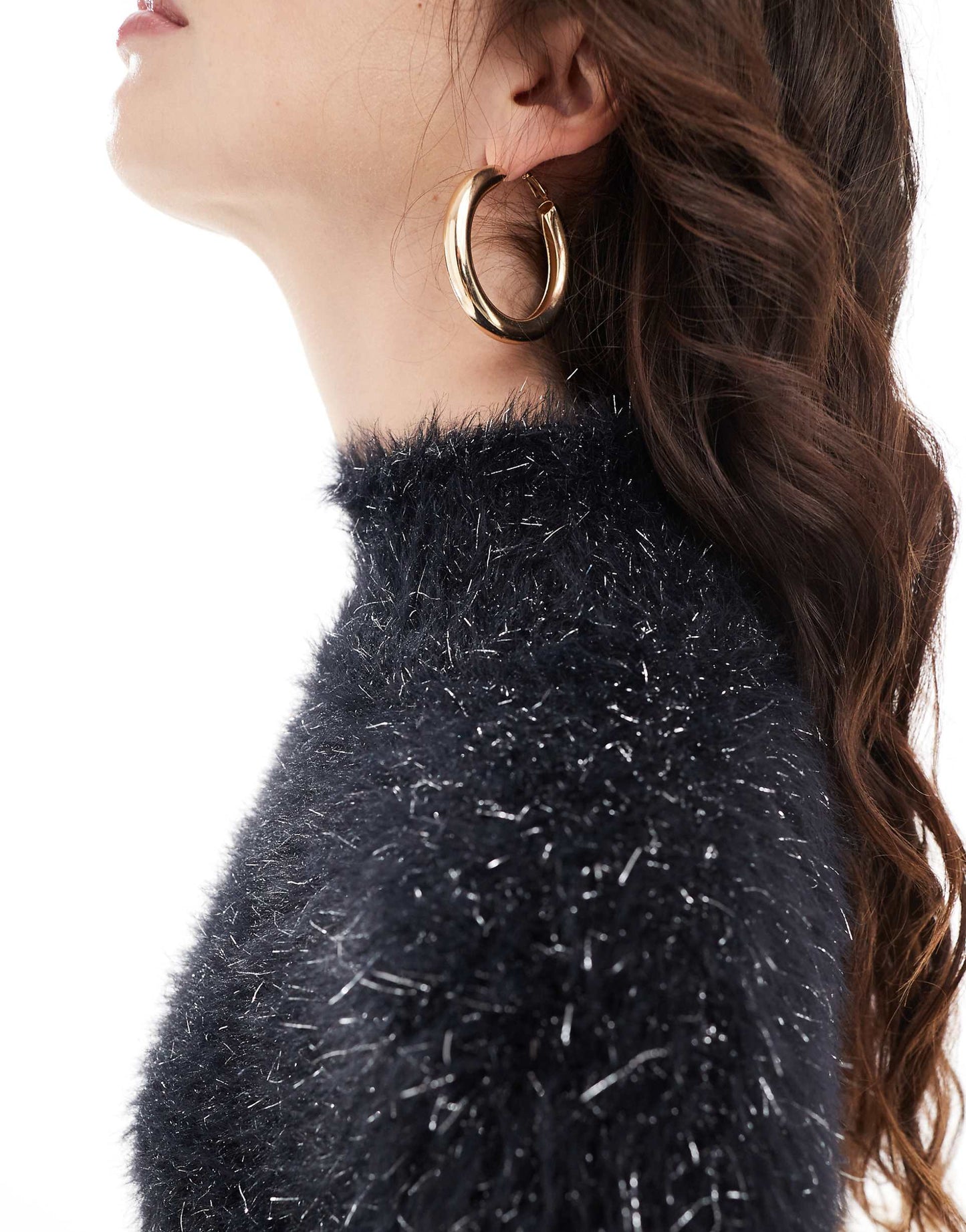Funnel Neck Eyelash Jumper With Banana Sleeve