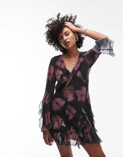 Godet Hem Longsleeve Tea Dress