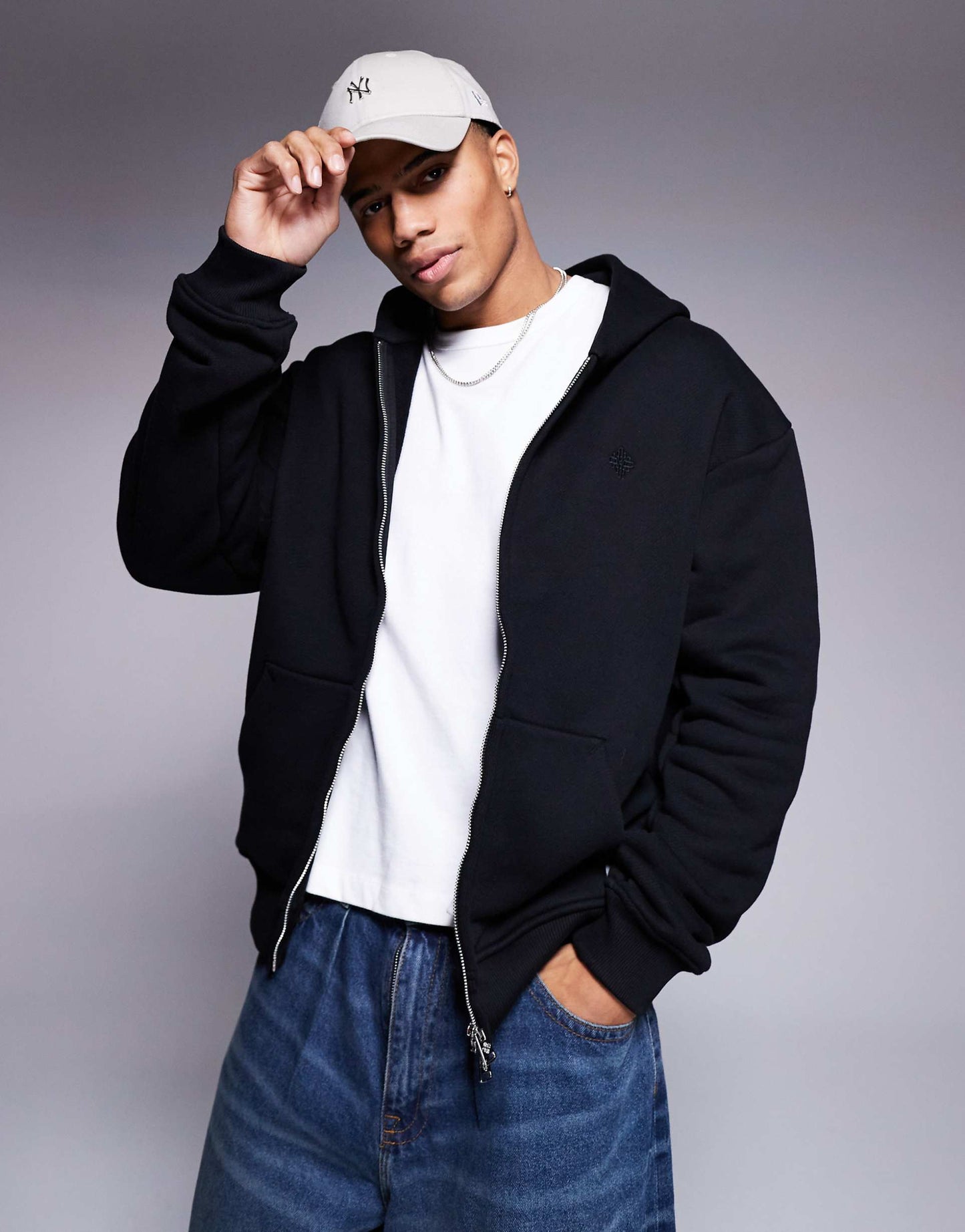 Washed Essentials Zip Through Hoodie