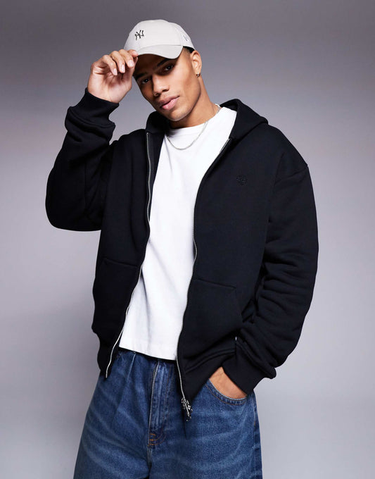 Washed Essentials Zip Through Hoodie