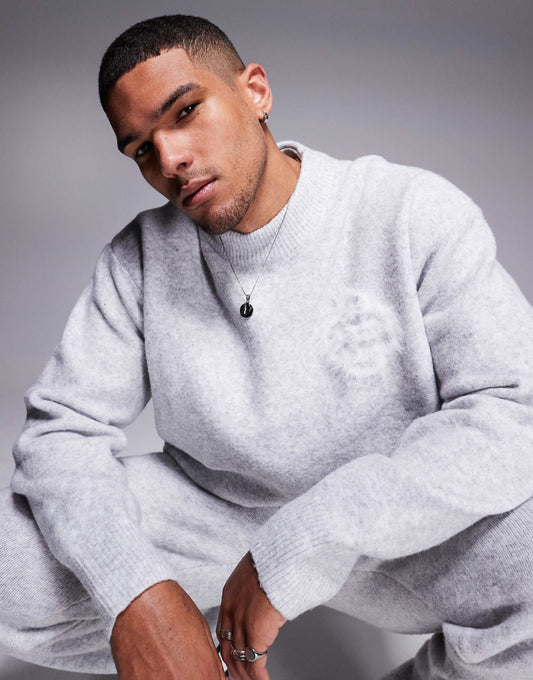 Co-Ord Fluffy Knit Emblem Jumper