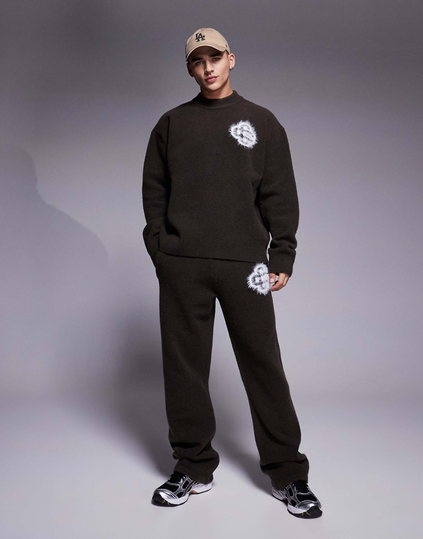 Co-Ord Fluffy Knit Emblem Jumper