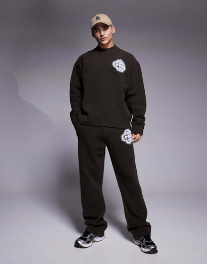 Co-Ord Fluffy Knit Emblem Jumper