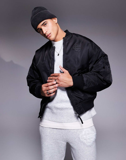 Oversized Emblem Bomber Jacket