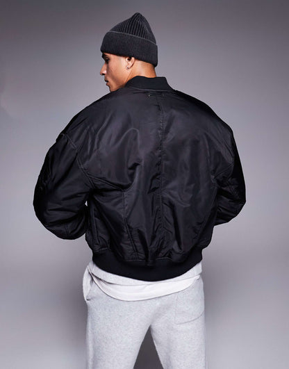 Oversized Emblem Bomber Jacket