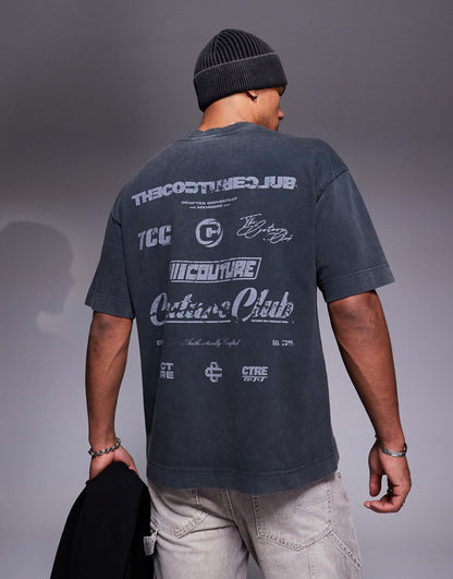 T-Shirt With Washed Archive Logo Graphic Back Print