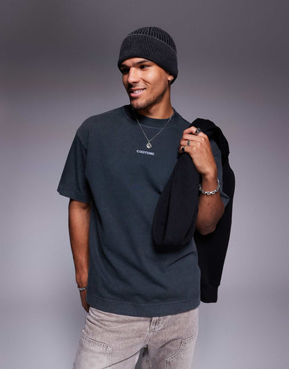 T-Shirt With Washed Archive Logo Graphic Back Print
