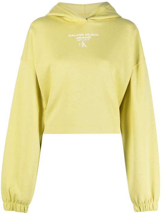 Logo-Print Cropped Hoodie