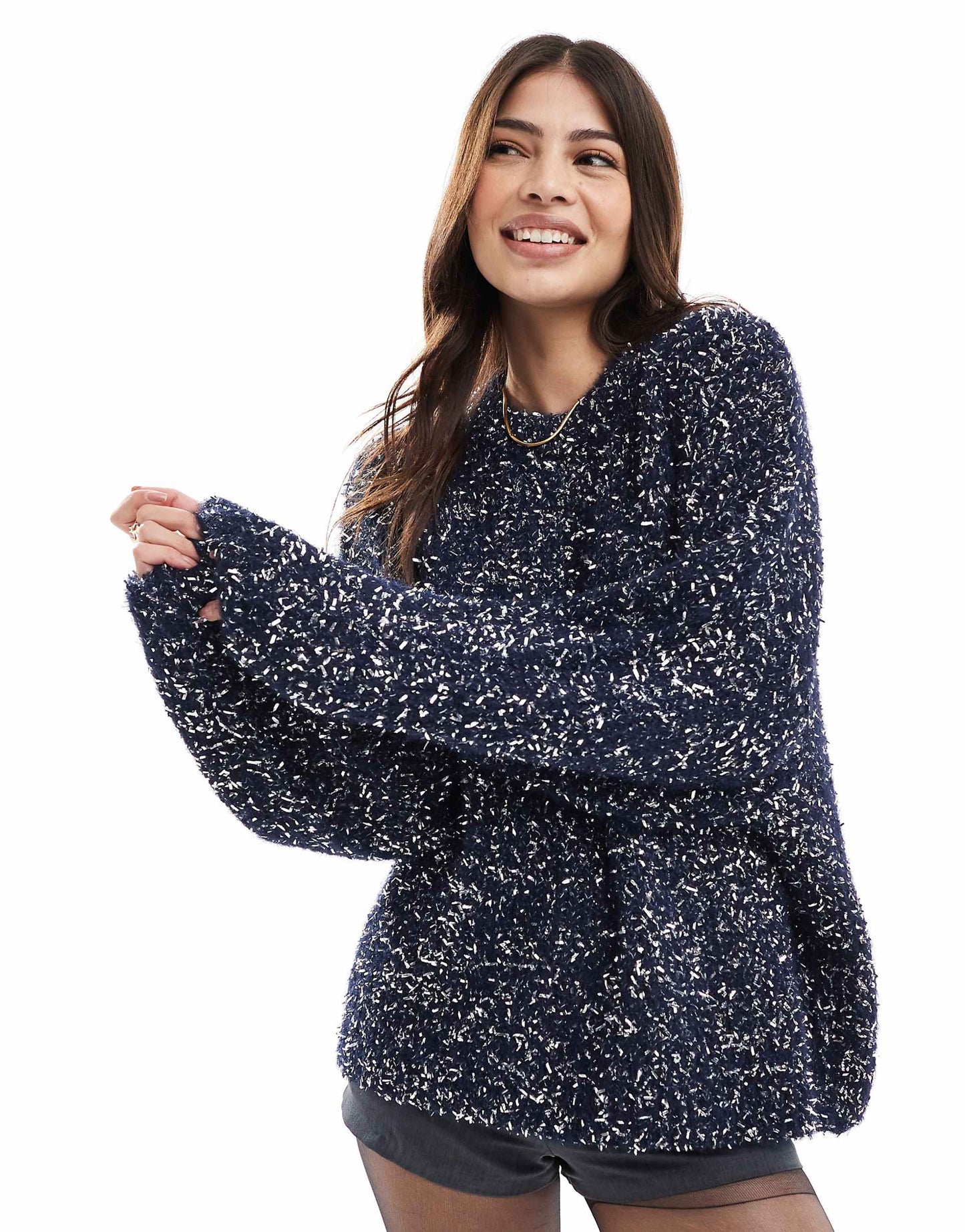 Oversized Christmas Jumper With Tinsel Yarn