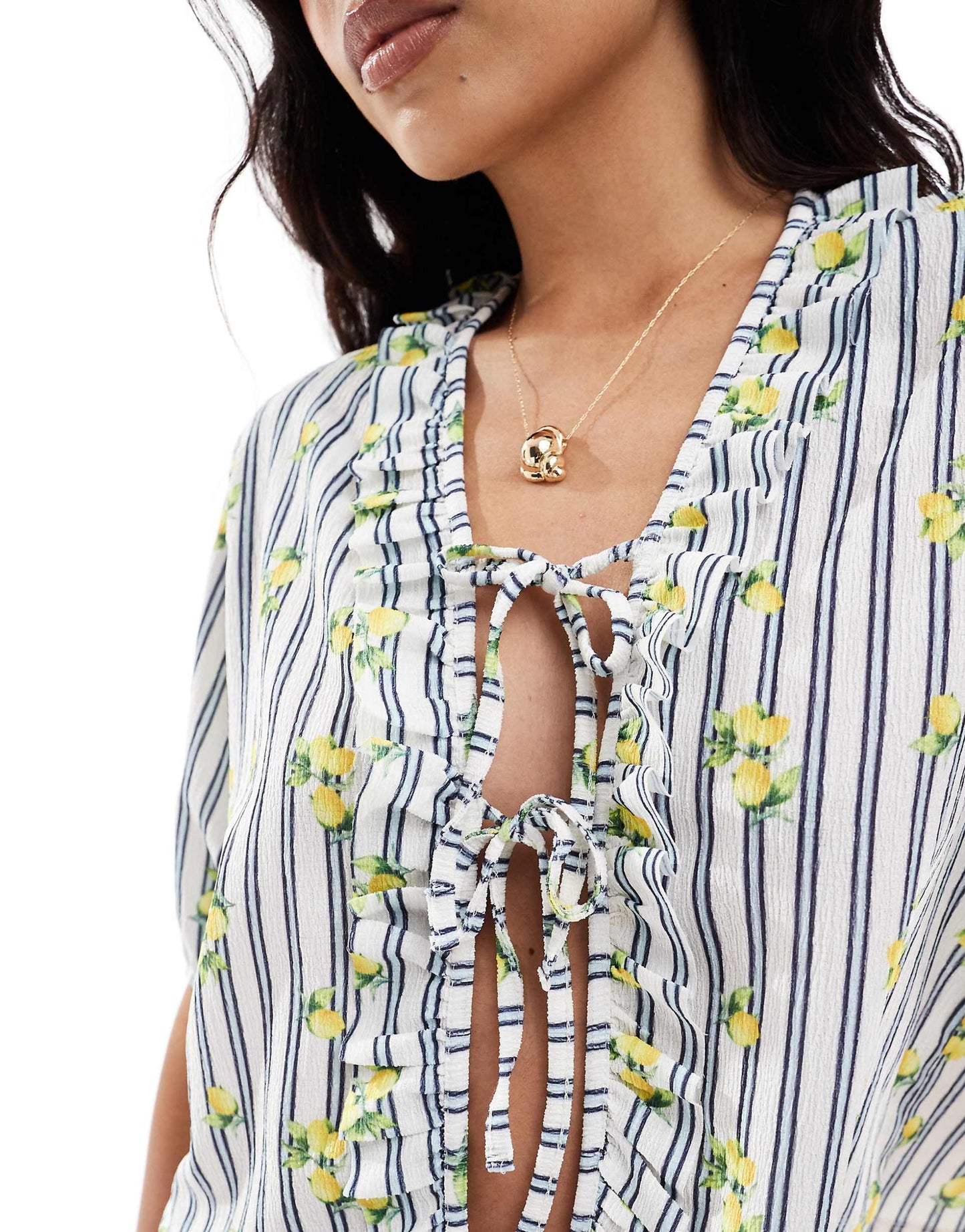 Tie Front Frill Blouse Co-Ord