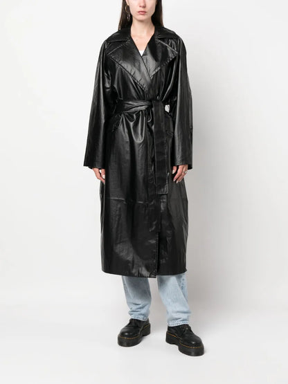 Polished-Effect Tied Trench Coat