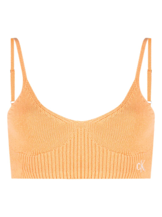 Logo-Embroidery Knitted Bralette