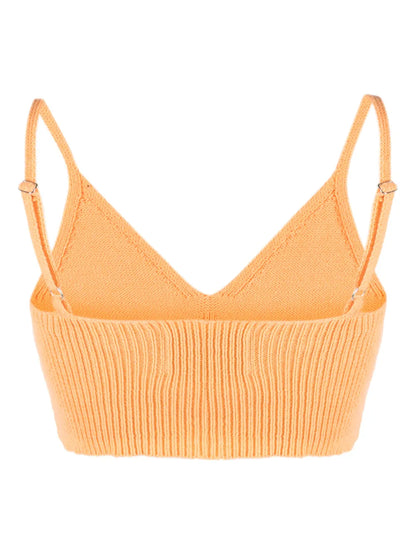 Logo-Embroidery Knitted Bralette