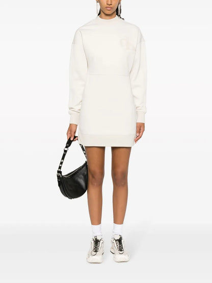 Flocked-Logo Crew-Neck Sweatshirt Minidress