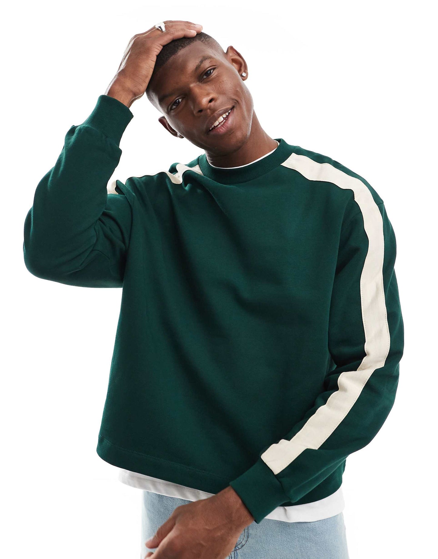 Boxy Oversized Sweatshirt With Contrast Side Tape