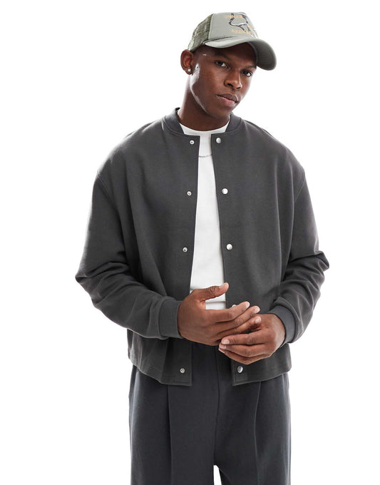 Boxy Oversized Twill Jersey Jacket