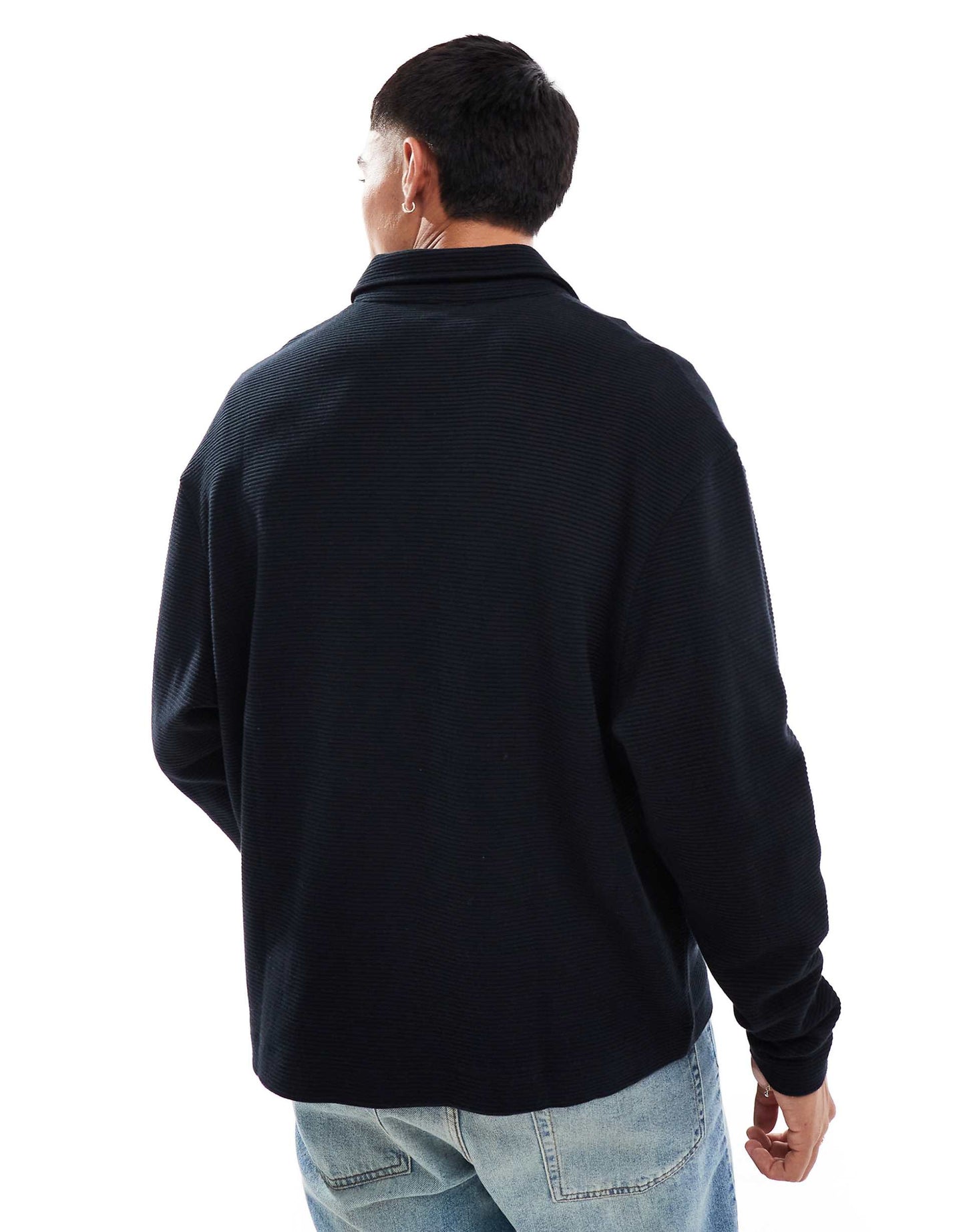 Oversized Ribbed Button Through Jersey Jacket