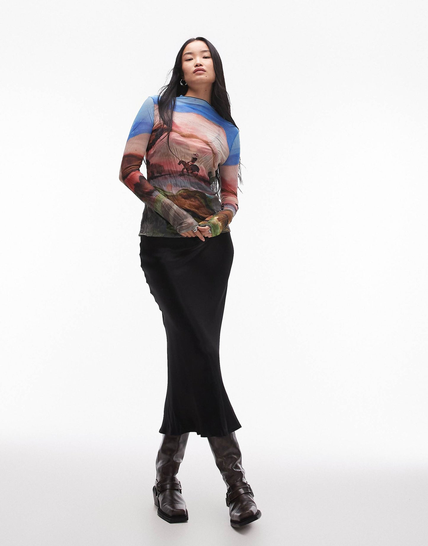 Cowboy Crinkle Long Sleeve Top