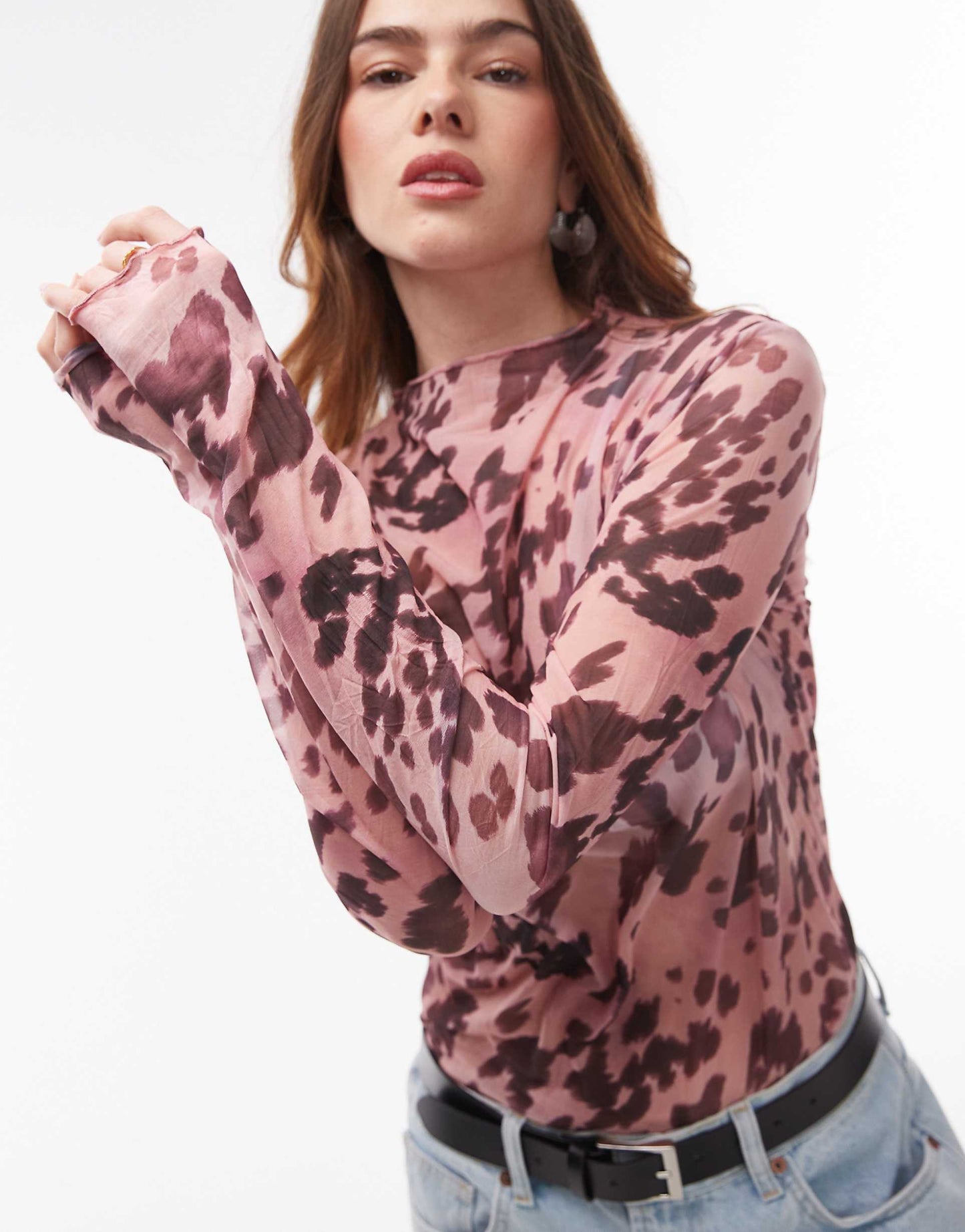 Leopard Crinkle Long Sleeve Top