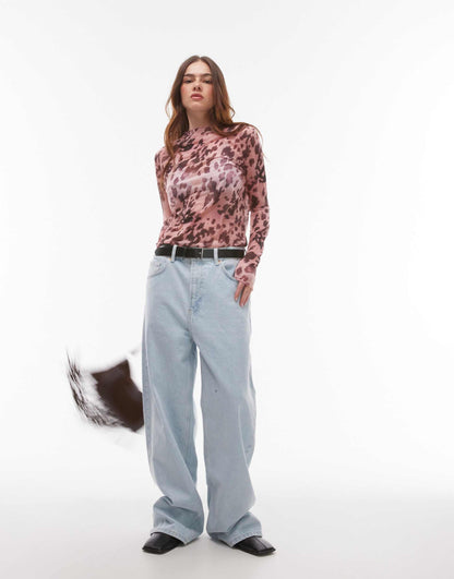Leopard Crinkle Long Sleeve Top