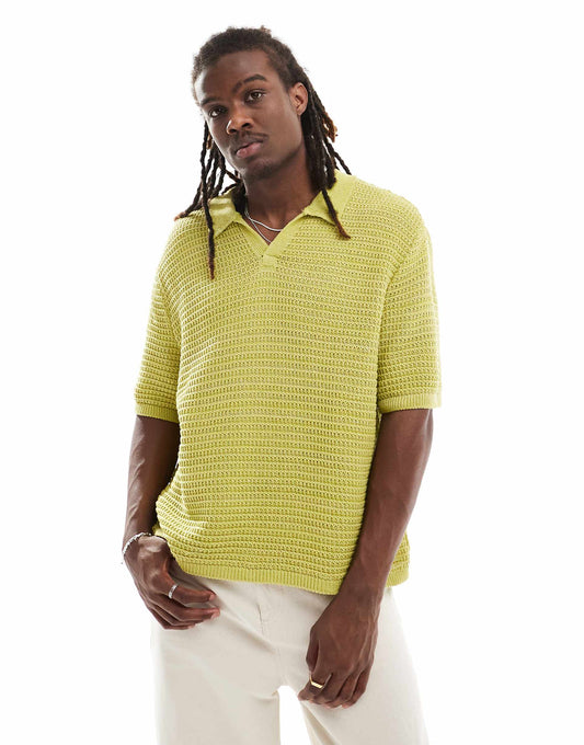 Boxy Cropped Crochet Polo