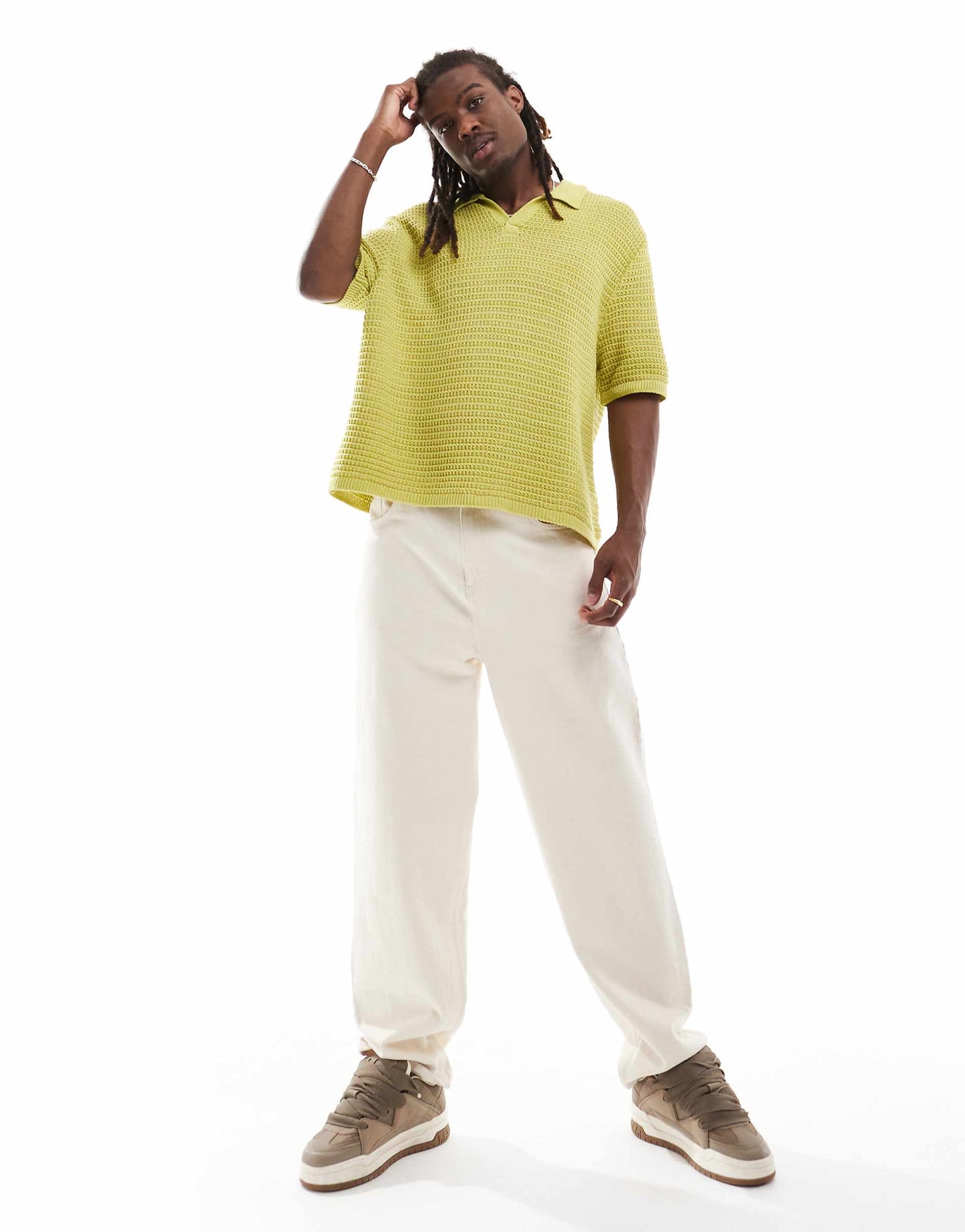 Boxy Cropped Crochet Polo