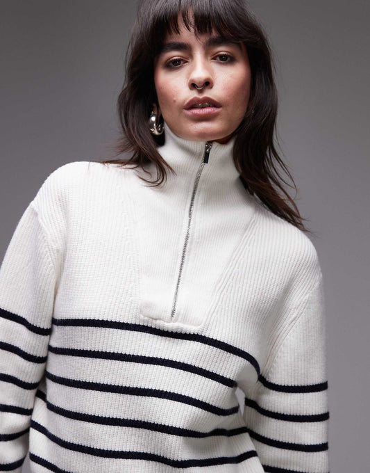 Half Zip Stripe Jumper