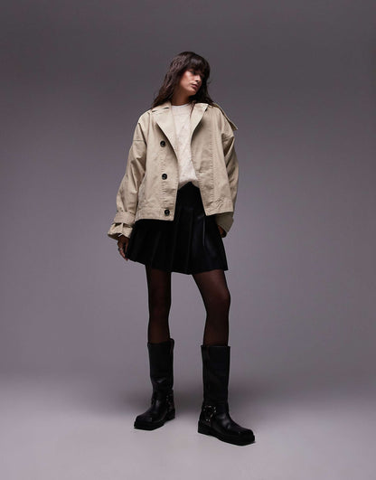 Cropped Oversized Trench Coat