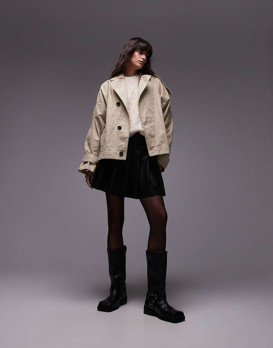 Cropped Oversized Trench Coat