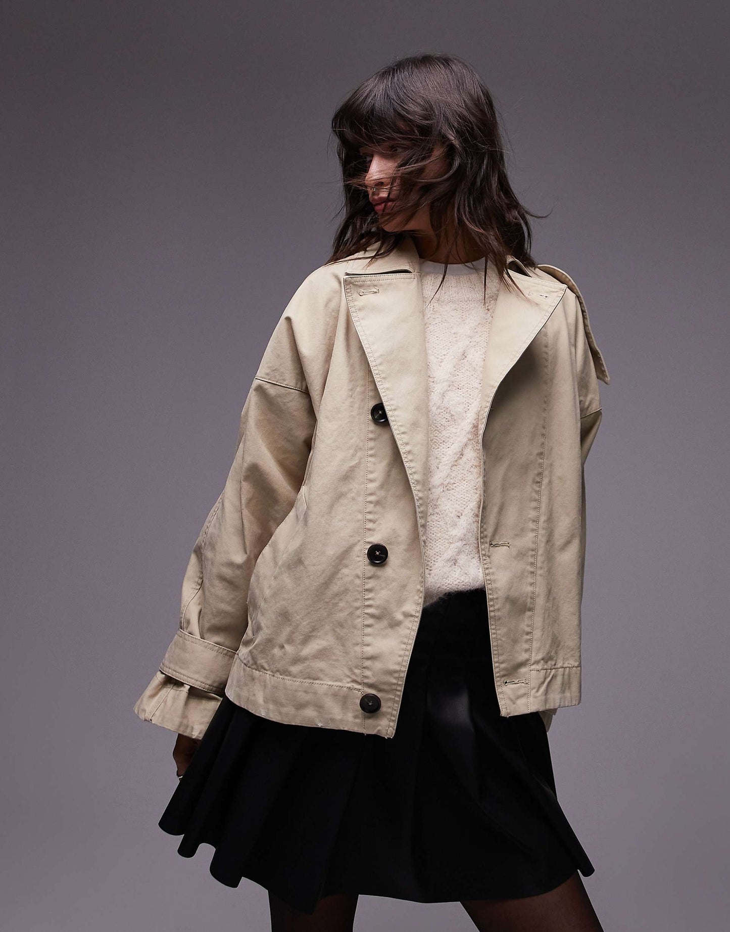 Cropped Oversized Trench Coat