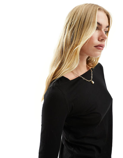 Slash Neck Long Sleeve Top