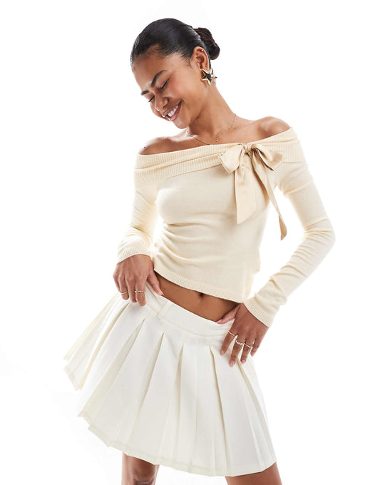 Orianne Bow Detail Long Sleeve Knitted Top