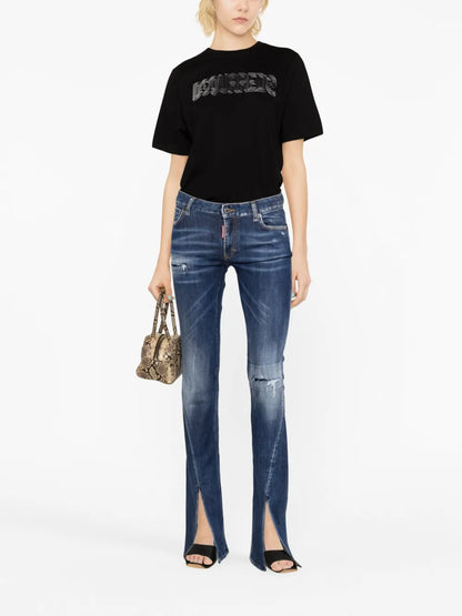 Distressed Trumpet Bootcut Jeans