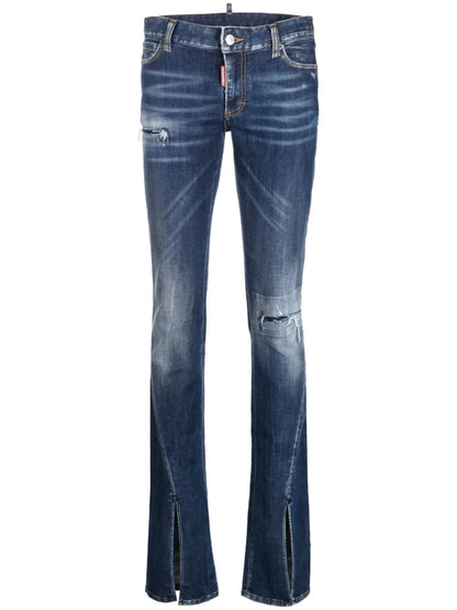 Distressed Trumpet Bootcut Jeans