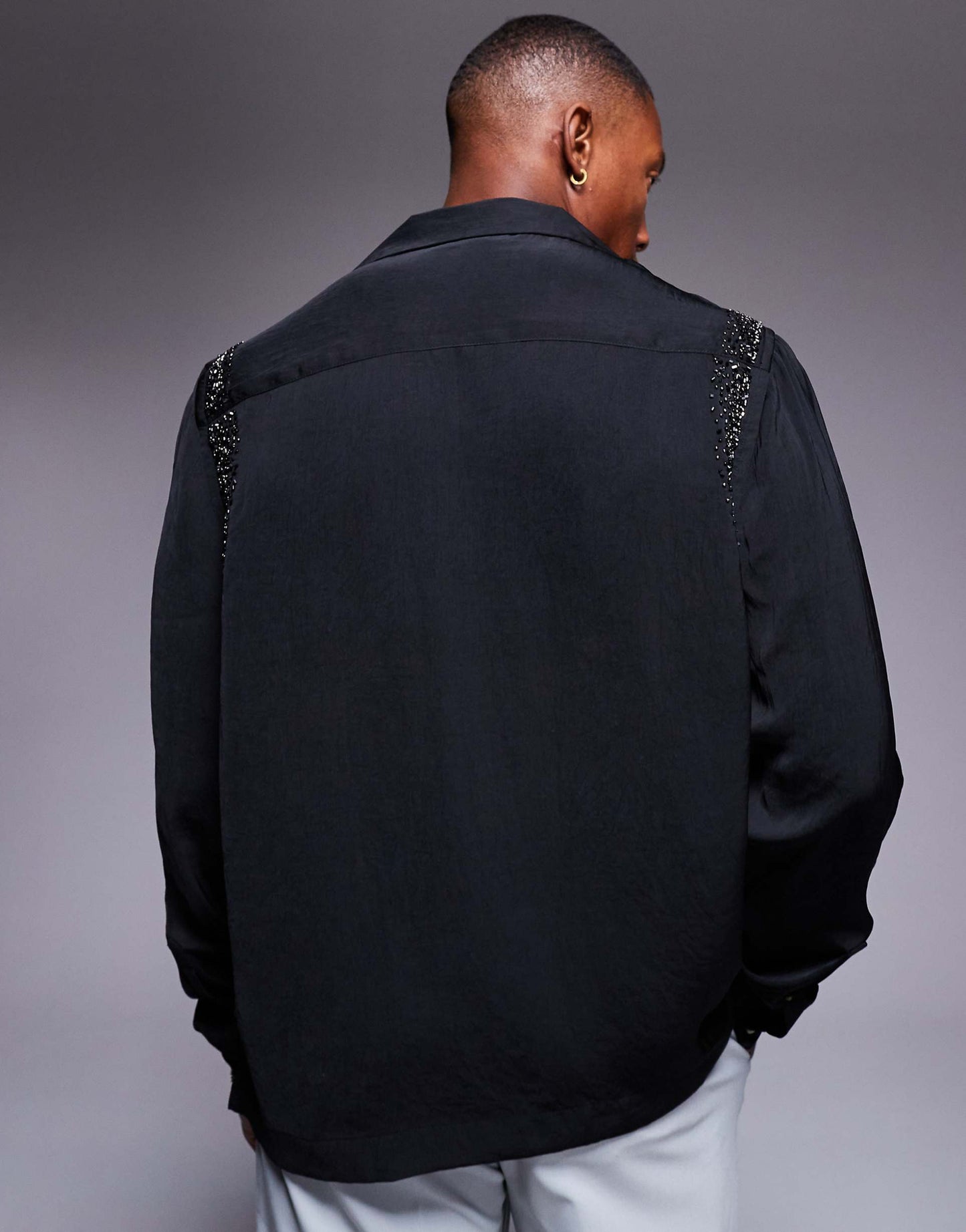 Deep Revere Shirt With Embellishment