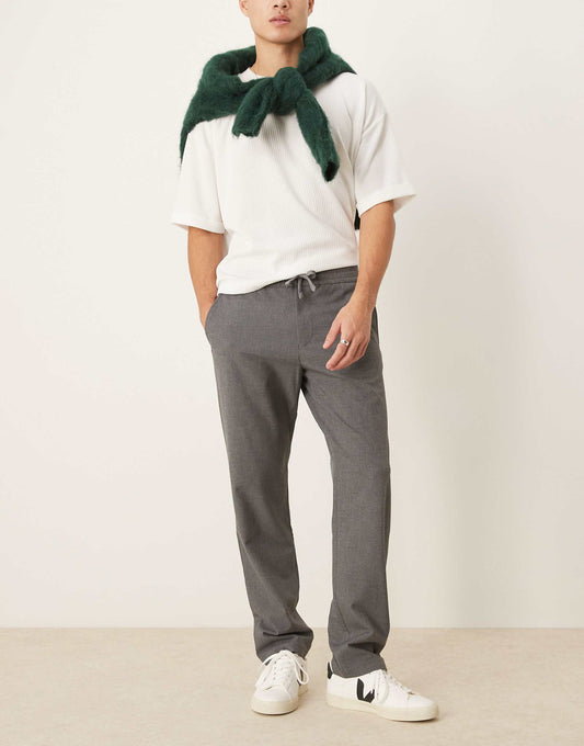 Robert Straight Fit Trouser With Elastic Waistband