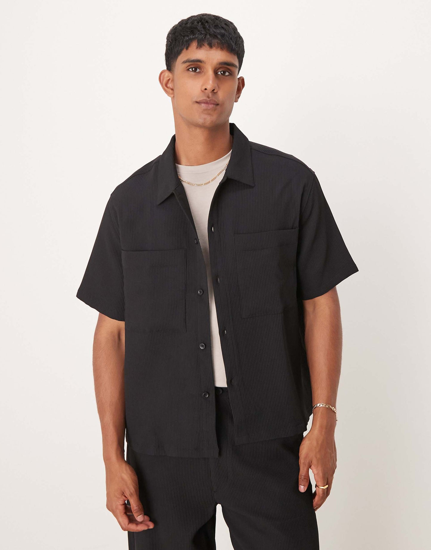 Plisse Pocket Shirt Co-Ord