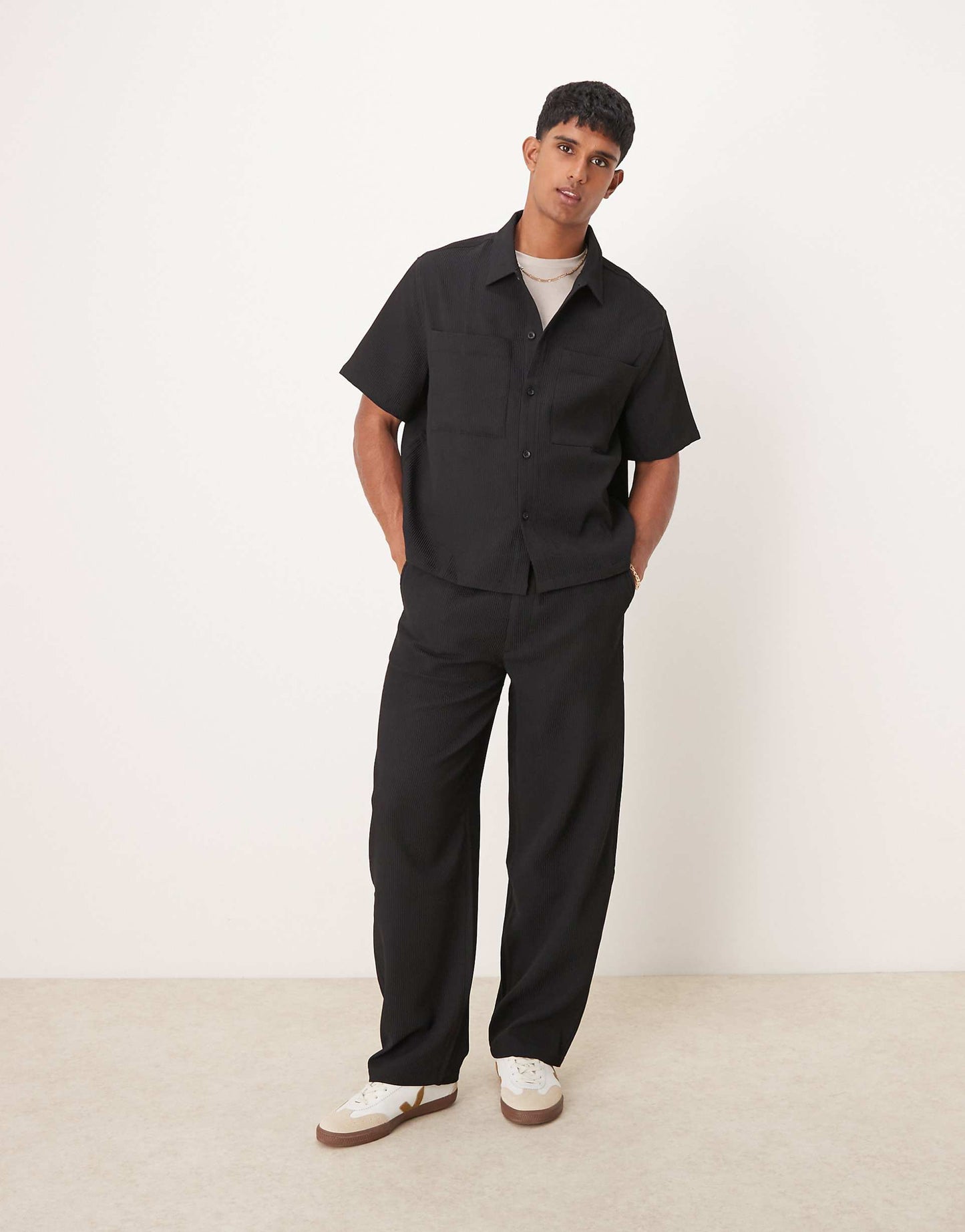 Plisse Pocket Shirt Co-Ord
