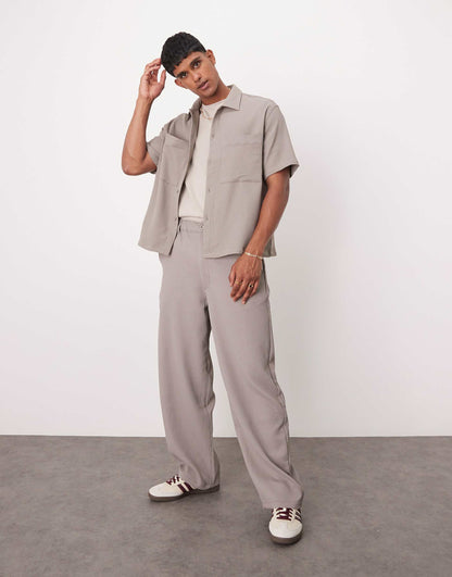 Wide Leg Plisse Trouser Co-Ord