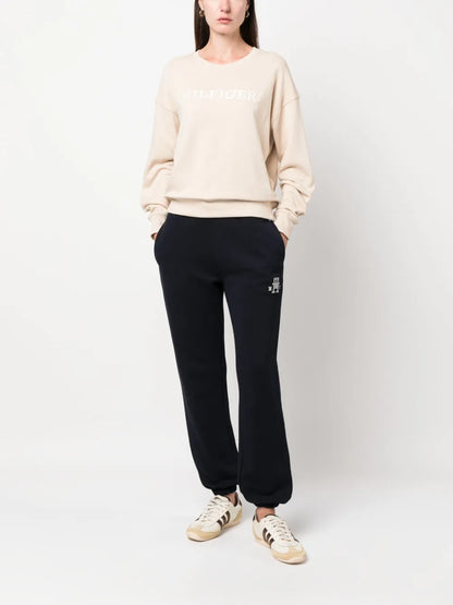 Monogram-Embroidered Cotton Track Pants