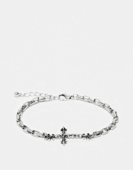 Unisex Chain Bracelet With Skinny Cross