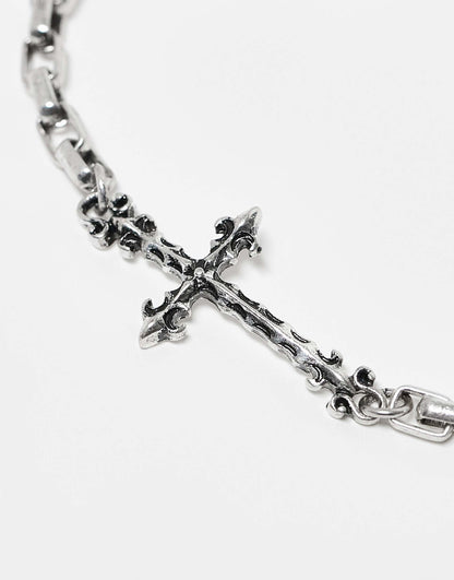 Unisex Chain Bracelet With Skinny Cross