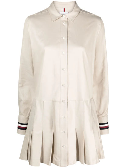 Logo-Plaque Pleated Dress