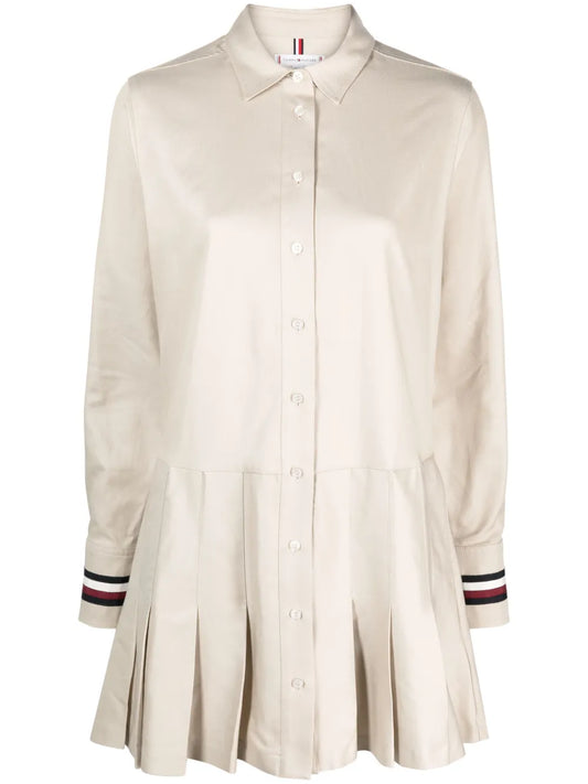Logo-Plaque Pleated Dress