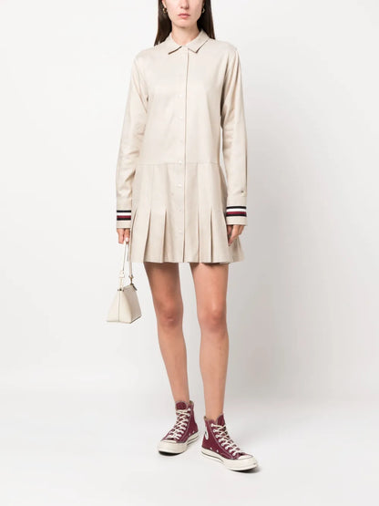 Logo-Plaque Pleated Dress